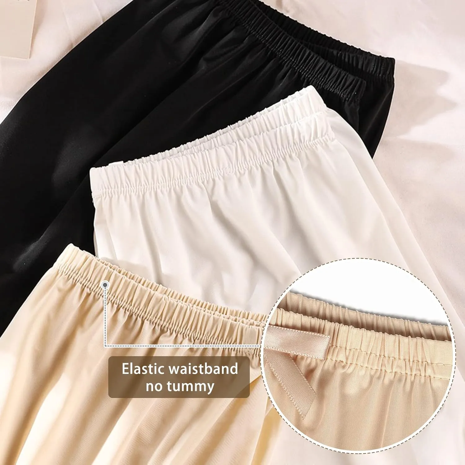 3 Pcs Women Slip Shorts Bow Lace Satin Shorts Pettipants for Women Culottes Under Dresses Half Slips Under Dresses