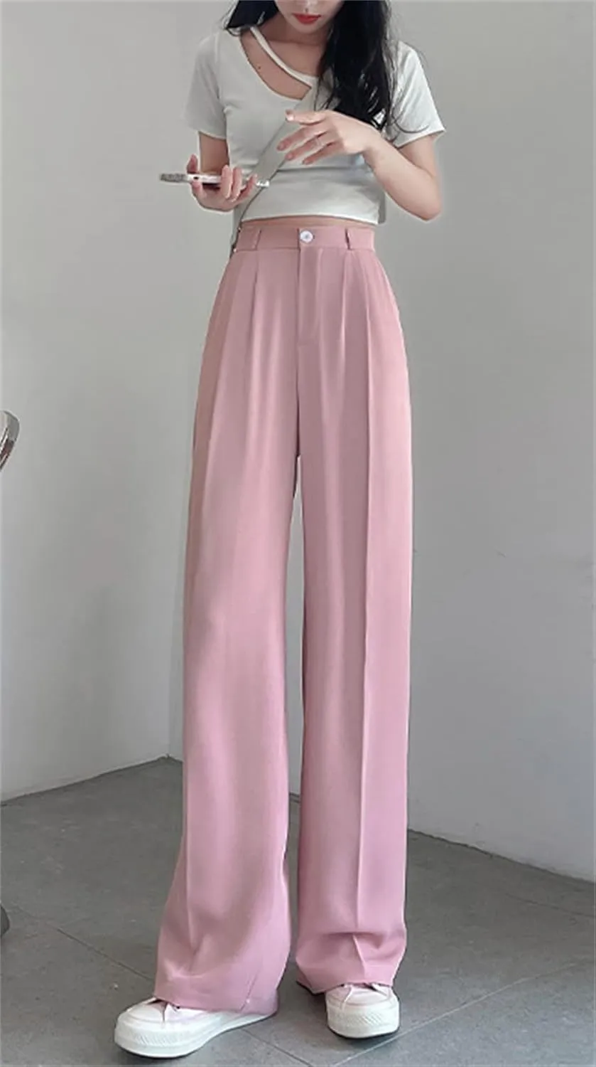 Betusline Women's Bowknot Tie Waist Dress Trousers Pants,X-Small-Large