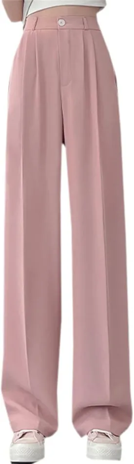 Betusline Women's Bowknot Tie Waist Dress Trousers Pants,X-Small-Large