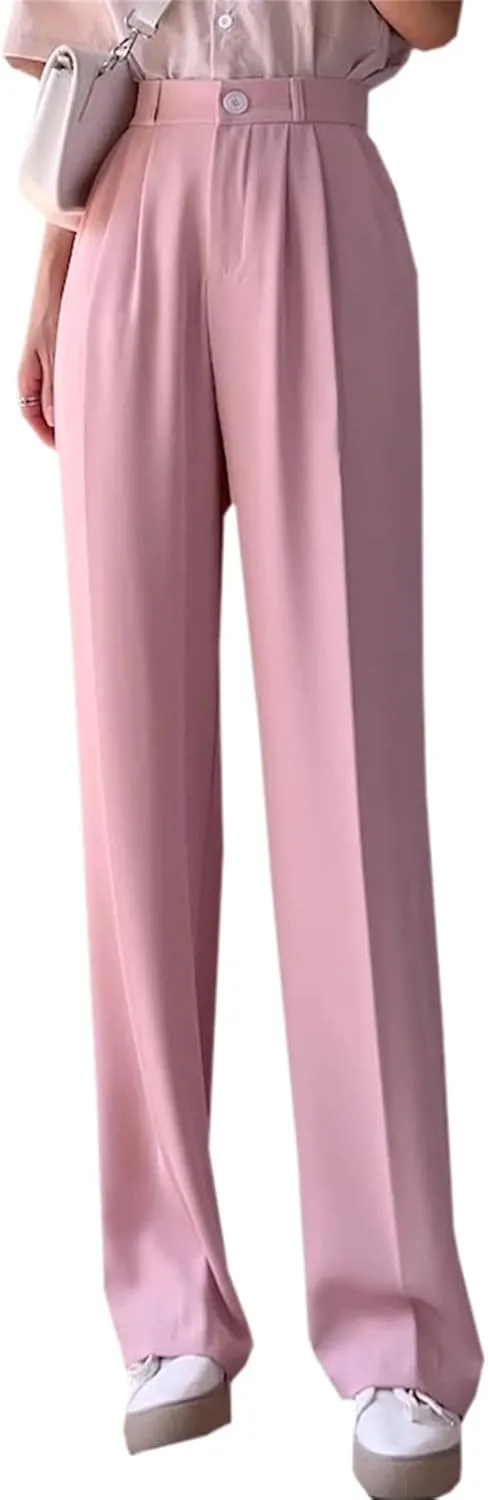 Betusline Women's Bowknot Tie Waist Dress Trousers Pants,X-Small-Large