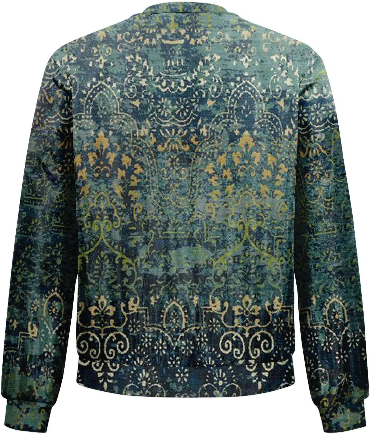 Bomber Jacket Women Lightweight Comfy Coats Casual Zip Up Windproof Windbreaker Floral Pattern Fashion Outerwears