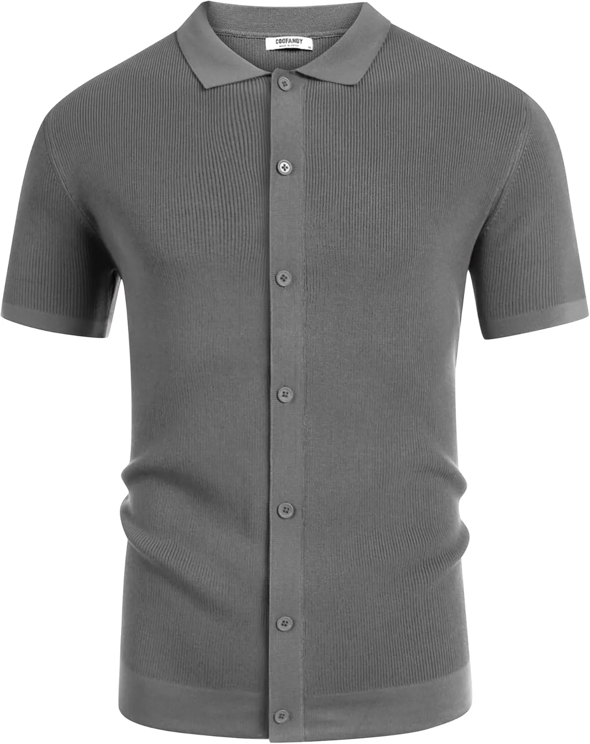 COOFANDY Men's Vintage Knit Shirt Short Sleeve Button Down Polo Shirts for Summer Casual & Vacation