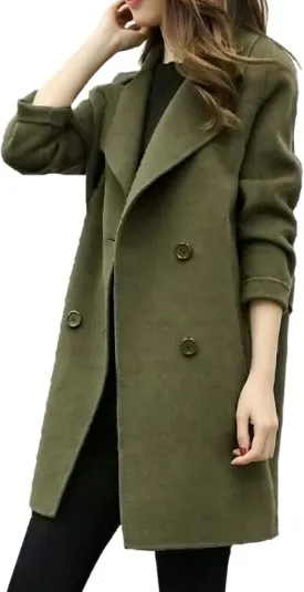 cooki Womens Coats Winter Long Loose Wool Blend Trench Coats Pea Coat Plus Size Long Jackets Double Breasted Warm Slim Coats