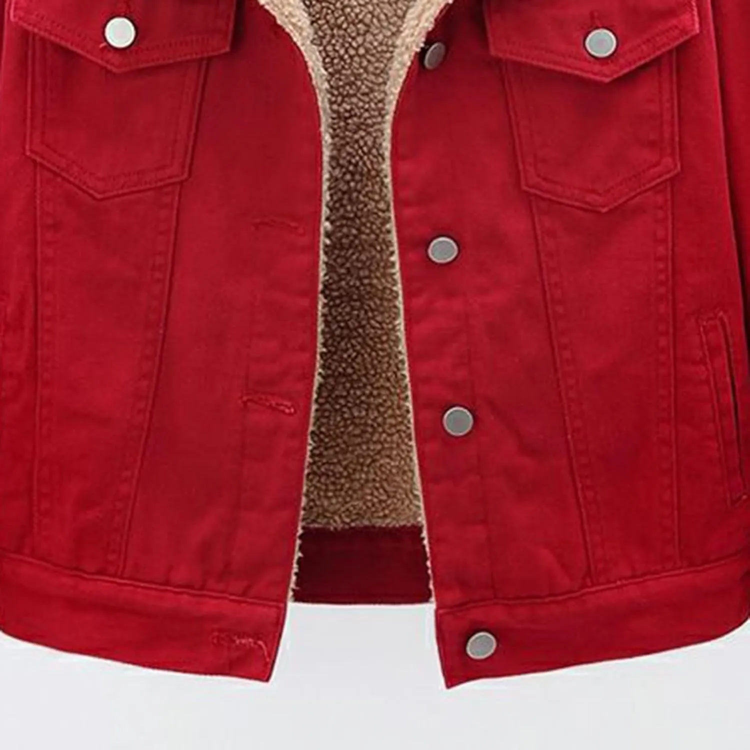 Fleece Denim Jackets for Women Winter Warm Sherpa Lined Jean Coat Tops Casual Long Sleeve Thicken Plush Jacket