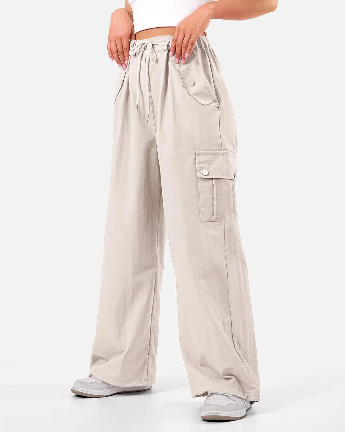 KEREDA Cargo Pants for Girls Parachute Baggy Joggers Pants Kids Clothes with Pockets 6-14Y