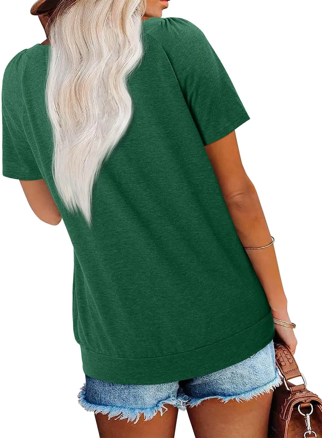 KISSMODA Womens Summer Tops 2025 Trendy Casual Short Sleeve Shirts Dressy Cute Pleated Loose Blouses S-3XL