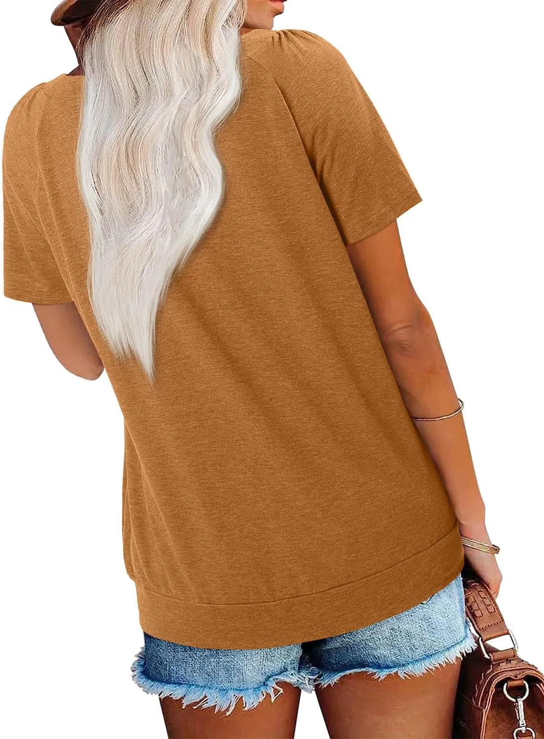 KISSMODA Womens Summer Tops 2025 Trendy Casual Short Sleeve Shirts Dressy Cute Pleated Loose Blouses S-3XL