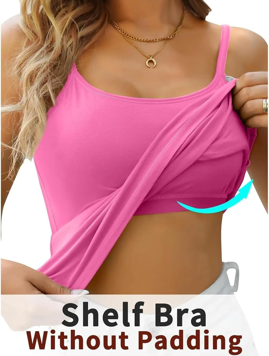 LCMTWX Built In Bra Tank Tops For Women Yoga Gym Sleeveless Camisole Sexy Plus Size Underwear With Adjustable Spaghetti