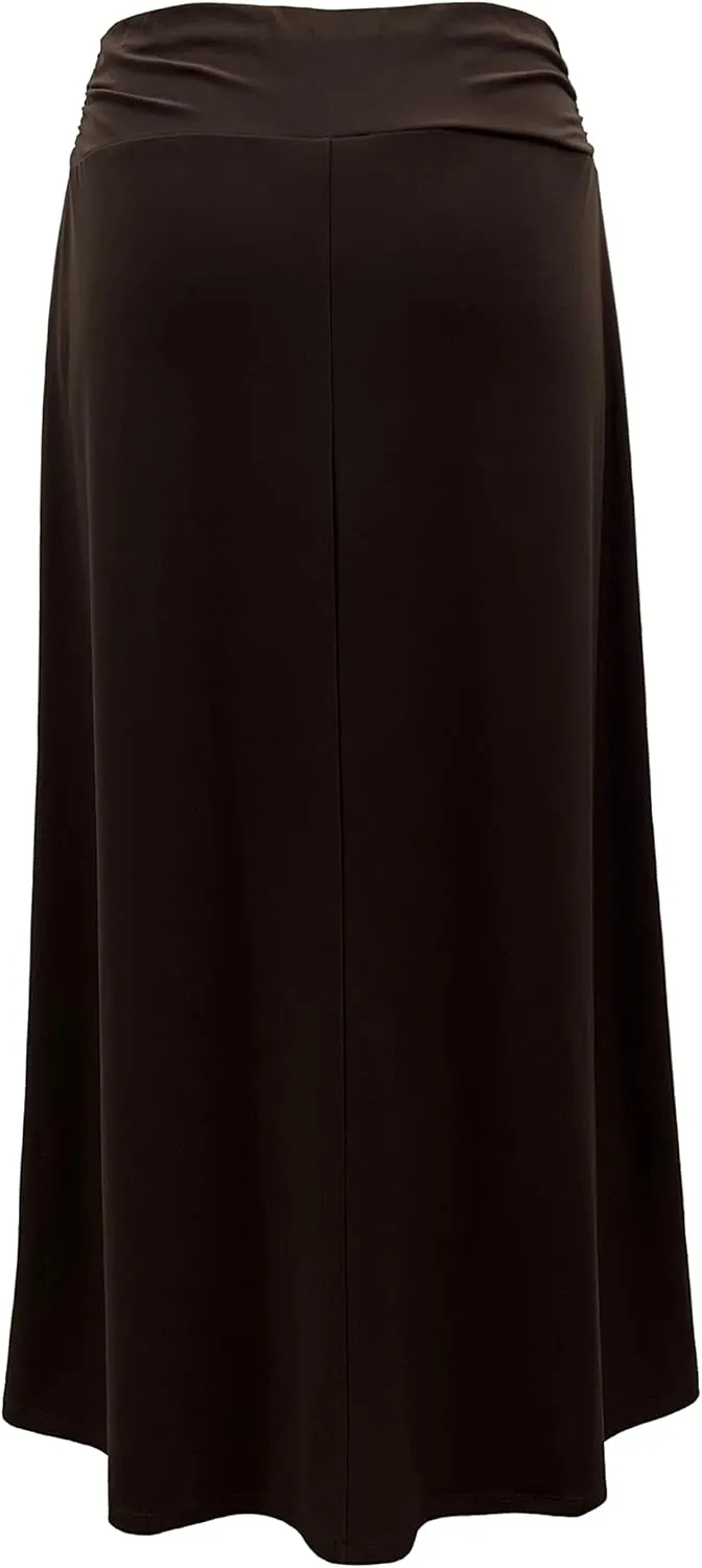 LEEBE Women and Plus Size Rushed Waist A-Line Casual Maxi Skirt (Small-5X)