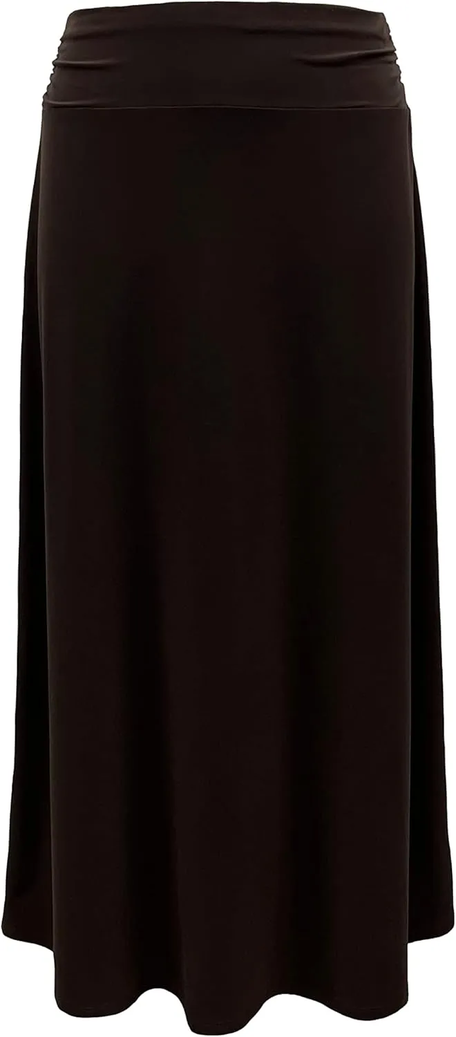 LEEBE Women and Plus Size Rushed Waist A-Line Casual Maxi Skirt (Small-5X)