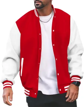 Men's Varsity Letterman Jacket College Baseball High School Bomber Jacket Lightweight Slim Fit Jackets for Men Women