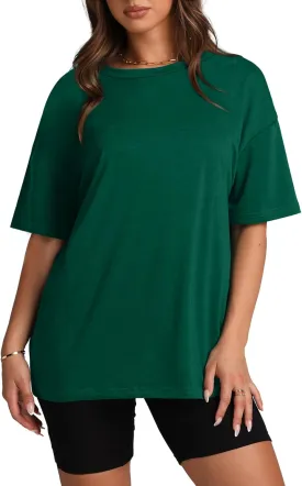 Oversized T Shirts for Women Summer Crewneck Short Sleeve Basic Tops Loose Fit