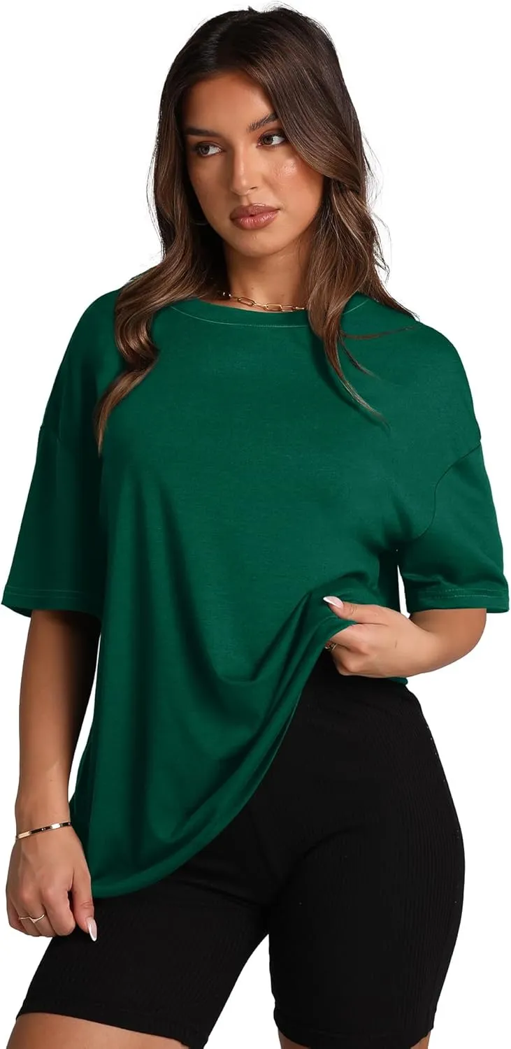 Oversized T Shirts for Women Summer Crewneck Short Sleeve Basic Tops Loose Fit