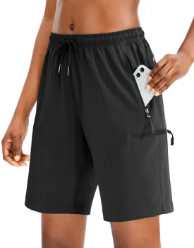 SANTINY Women's 5''/ 7''/9'' Hiking Cargo Shorts Quick Dry Lightweight Summer Shorts for Women Athletic Golf Zipper Pockets