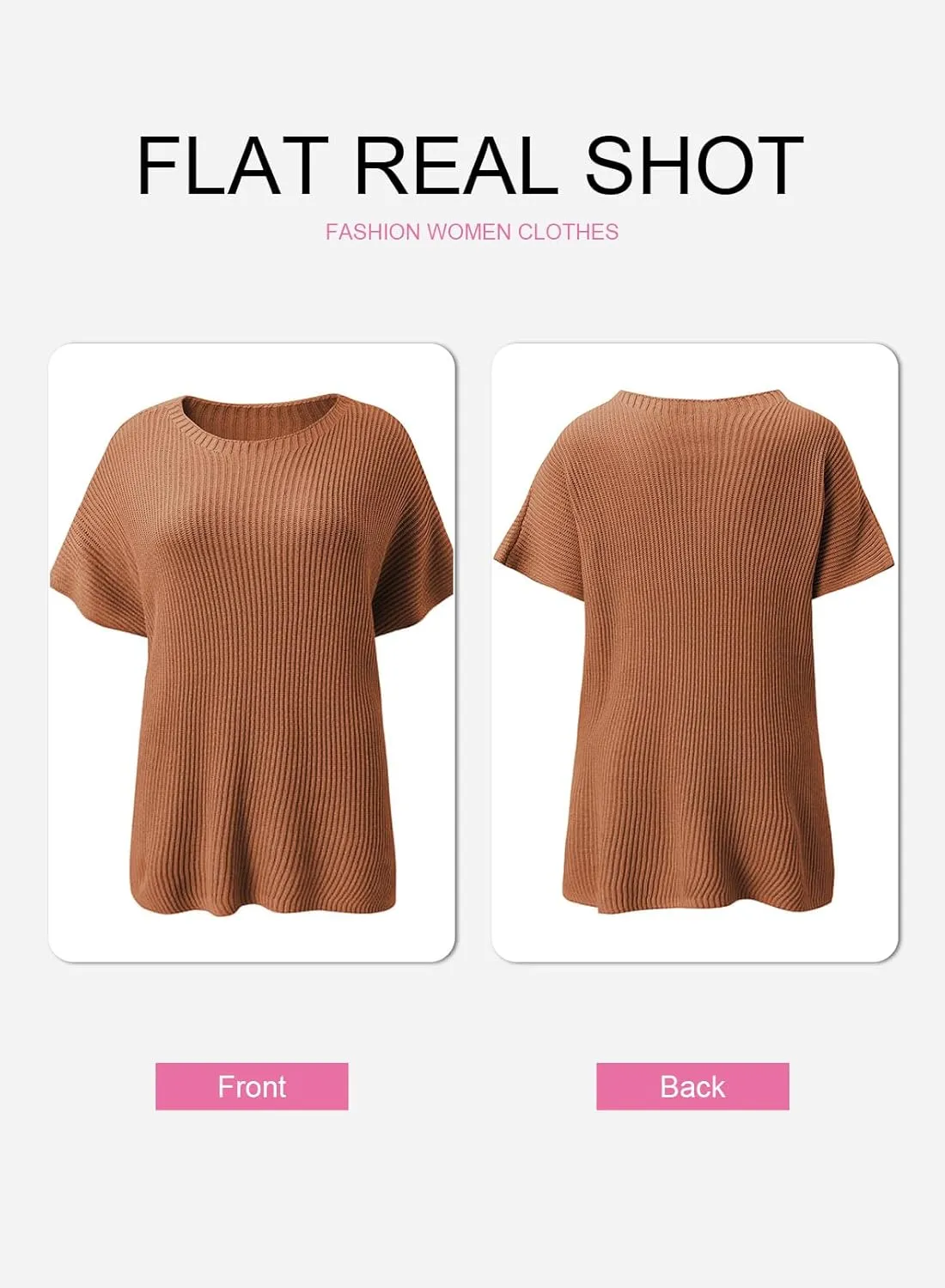 SHEWIN Womens Tops Crewneck Short Sleeve Sweater Causal Tunic Tops Lightweight Summer Sweaters for Women