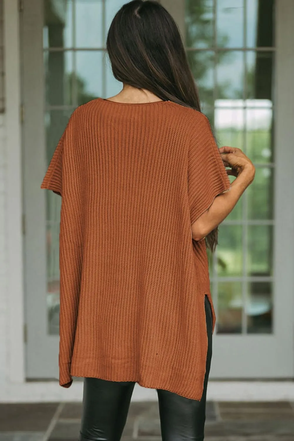 SHEWIN Womens Tops Crewneck Short Sleeve Sweater Causal Tunic Tops Lightweight Summer Sweaters for Women
