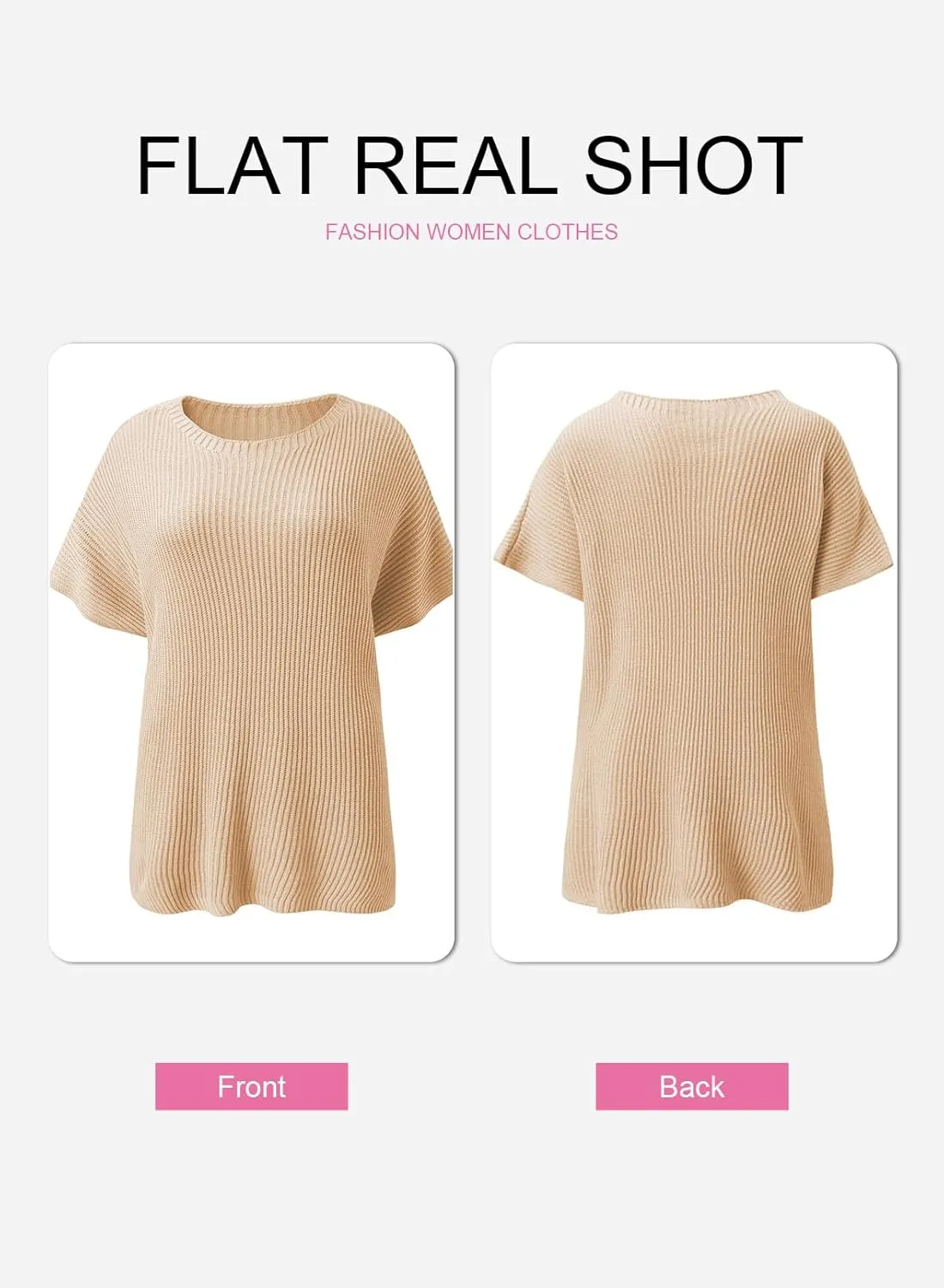 SHEWIN Womens Tops Crewneck Short Sleeve Sweater Causal Tunic Tops Lightweight Summer Sweaters for Women