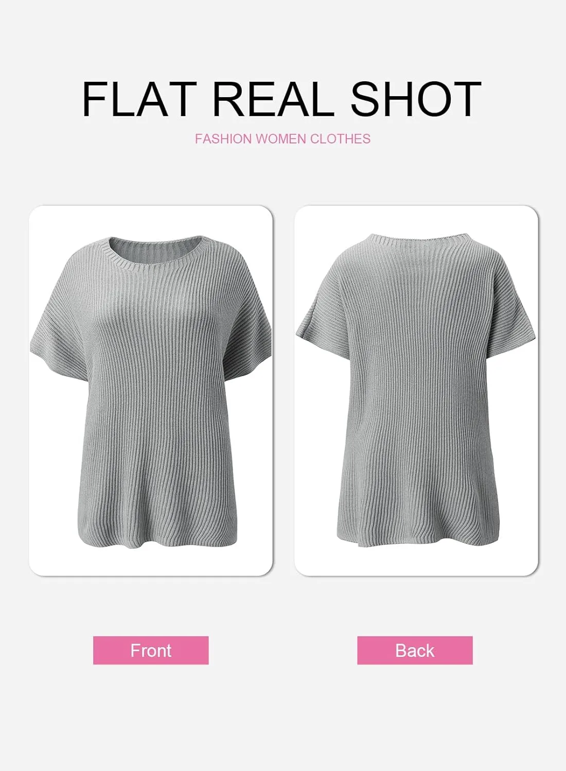 SHEWIN Womens Tops Crewneck Short Sleeve Sweater Causal Tunic Tops Lightweight Summer Sweaters for Women
