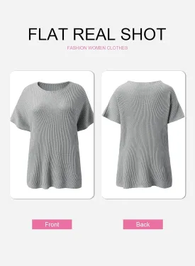SHEWIN Womens Tops Crewneck Short Sleeve Sweater Causal Tunic Tops Lightweight Summer Sweaters for Women