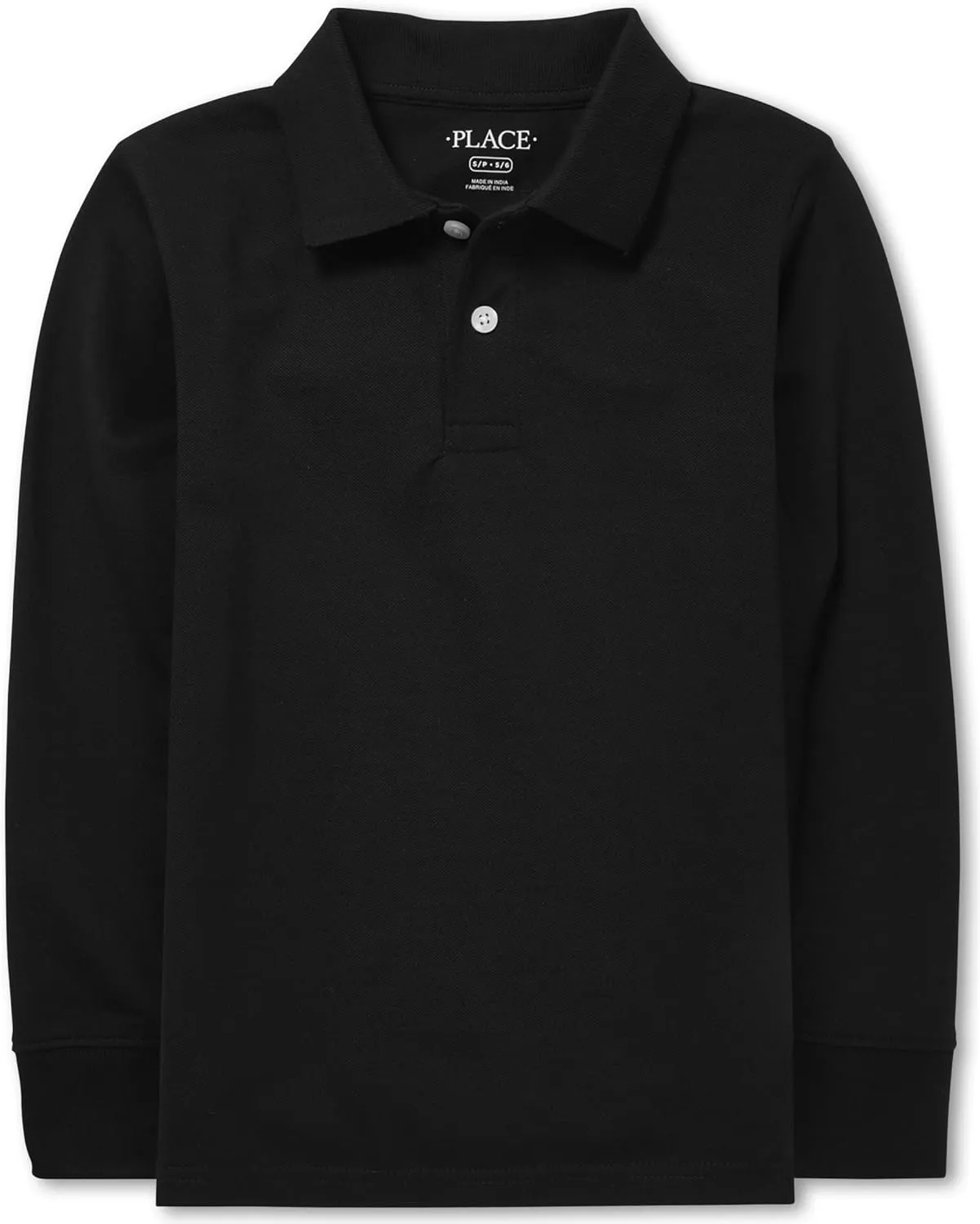 The Children's Place boys Long Sleeve Pique School Uniform Polo Shirt, Black Single, X-Small US