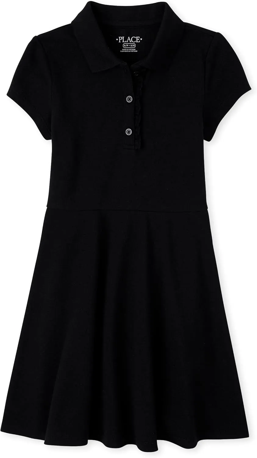 The Children's Place Girls' Short Sleeve Ruffle Polo Dress