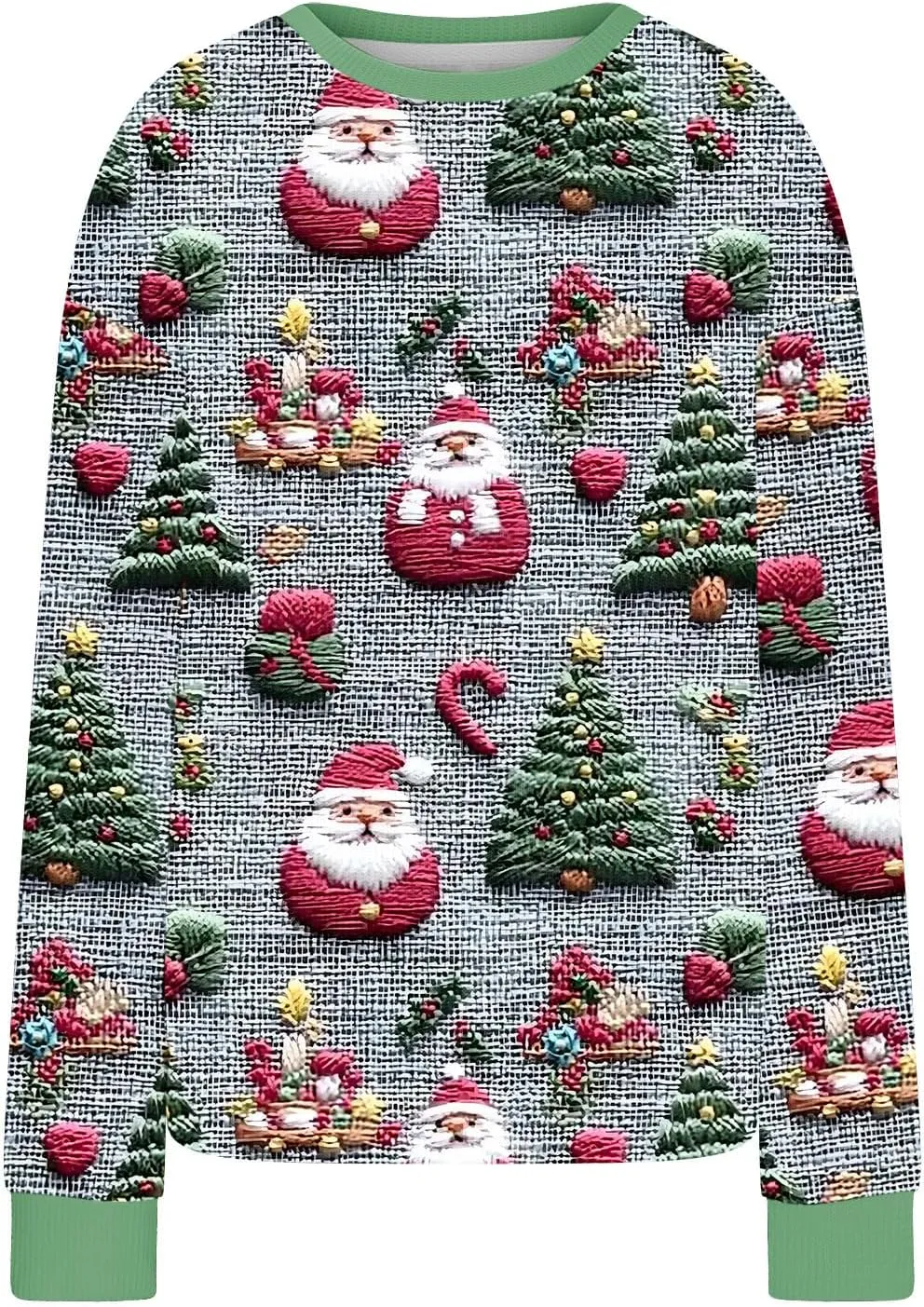 Ugly Christmas Sweater Women Funny Christmas Graphic Crewneck Long Sleeve Knit Sweatshirts Cute Xmas Holiday Pullover