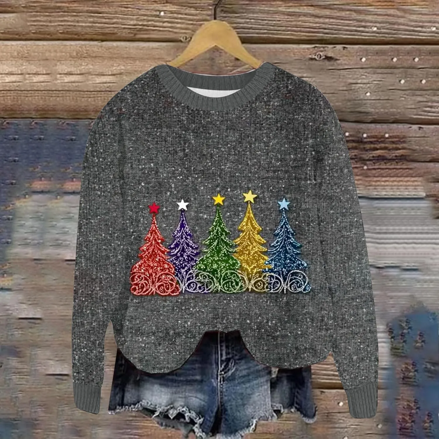Ugly Christmas Sweater Women Funny Christmas Graphic Crewneck Long Sleeve Knit Sweatshirts Cute Xmas Holiday Pullover