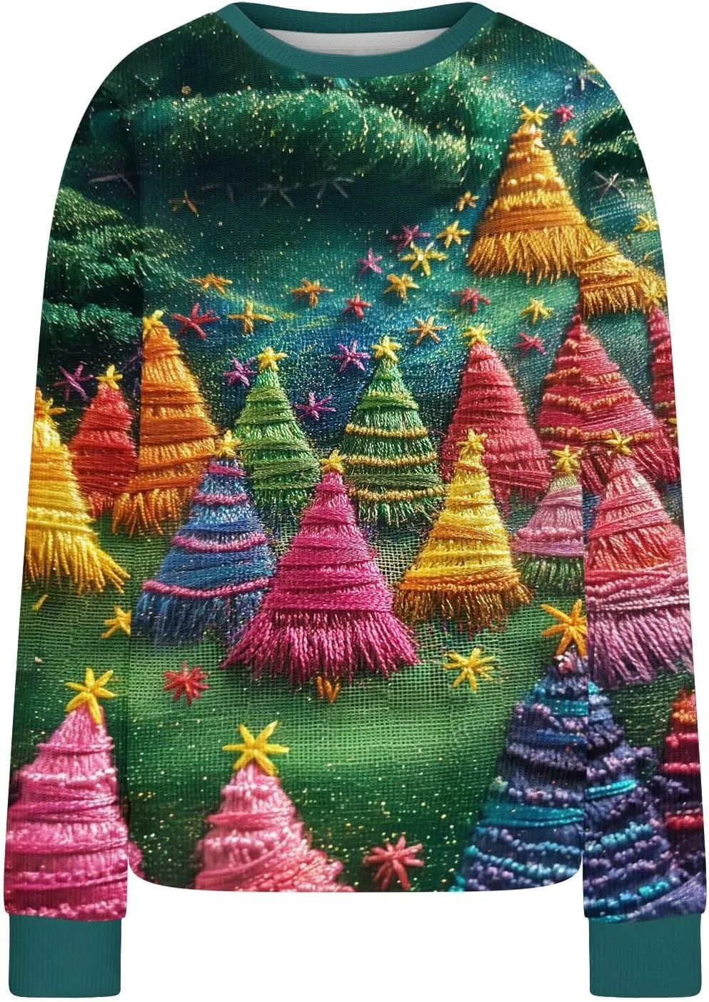 Ugly Christmas Sweater Women Funny Christmas Graphic Crewneck Long Sleeve Knit Sweatshirts Cute Xmas Holiday Pullover