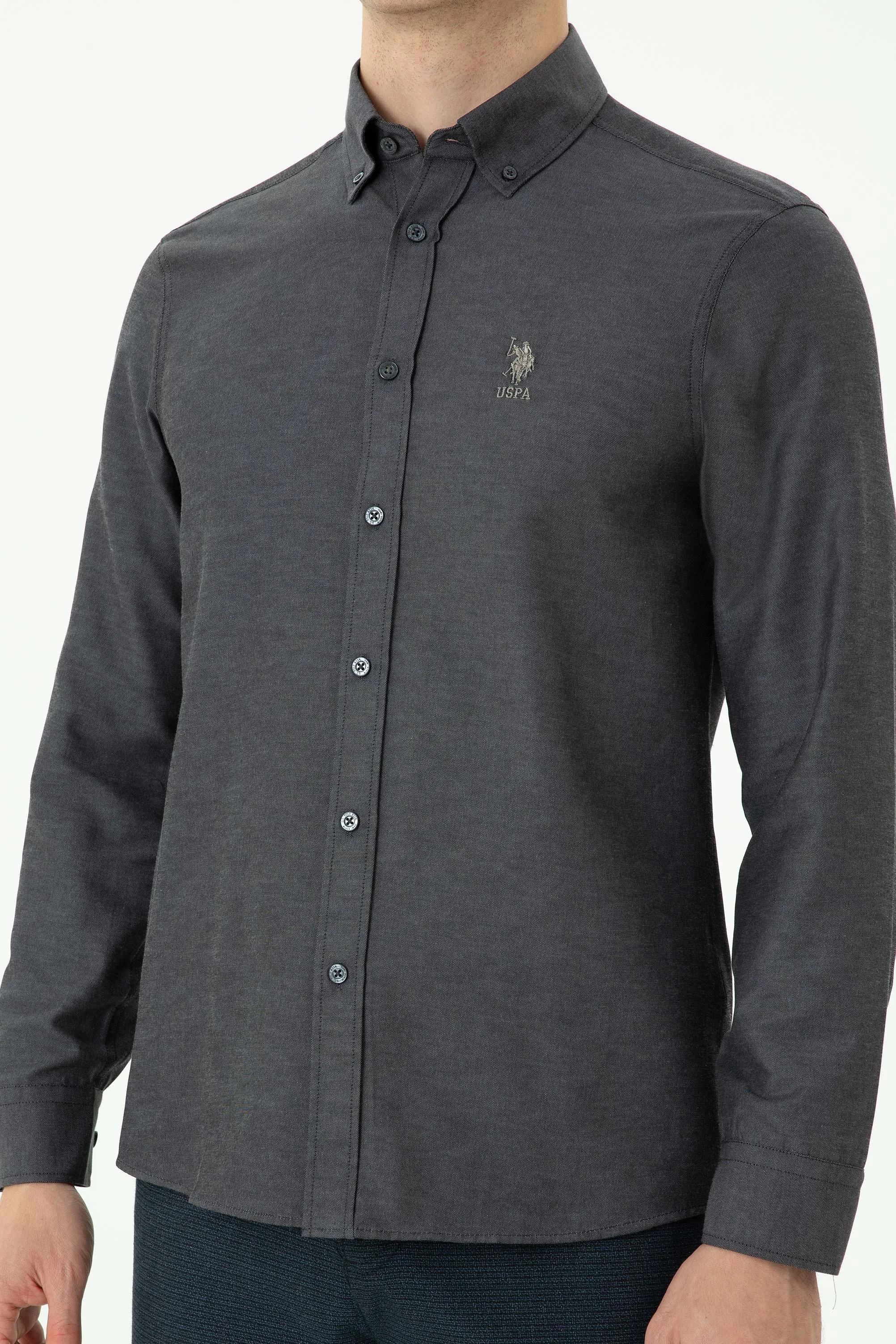 USPA Shirt Men Anthracite VR006 USPSH342 Slim Full Sleeve US Polo Assn.