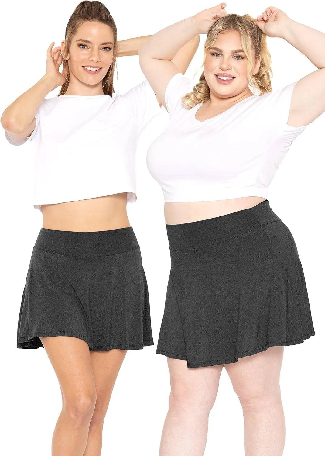 Women's High Waist Skater Skirt with Built in Shorts with and Without Pockets| Small-3X